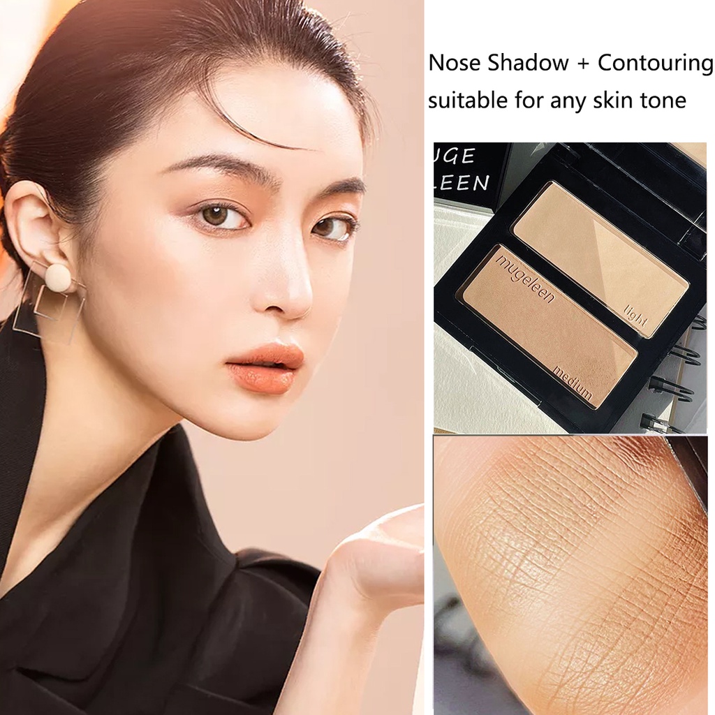 MUGE LEEN 2 Colors Face Highlight Contour Powder Palette Natural V
