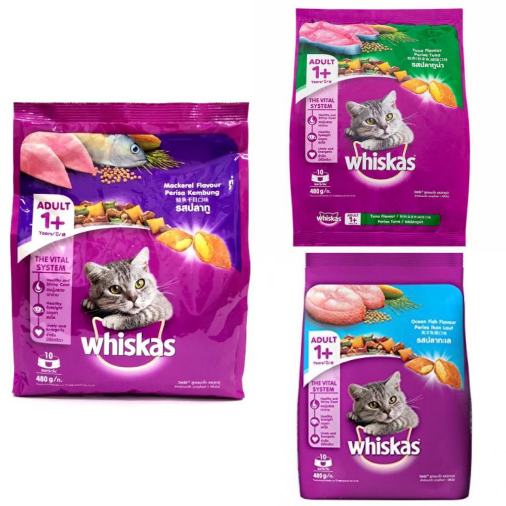 Whiskas Dry Cat Food 2 Flavors (480g) Shopee Malaysia