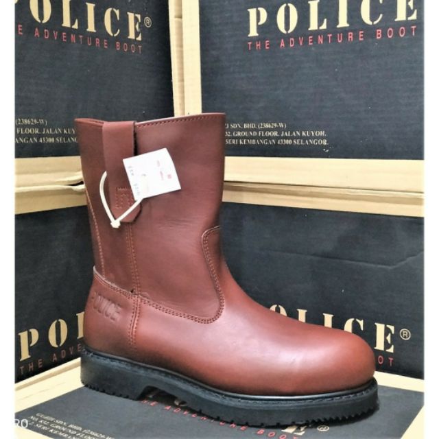 POLICE ORIGINAL LEATHER SAFETY SHOE WORK BOOTS KASUT KULIT