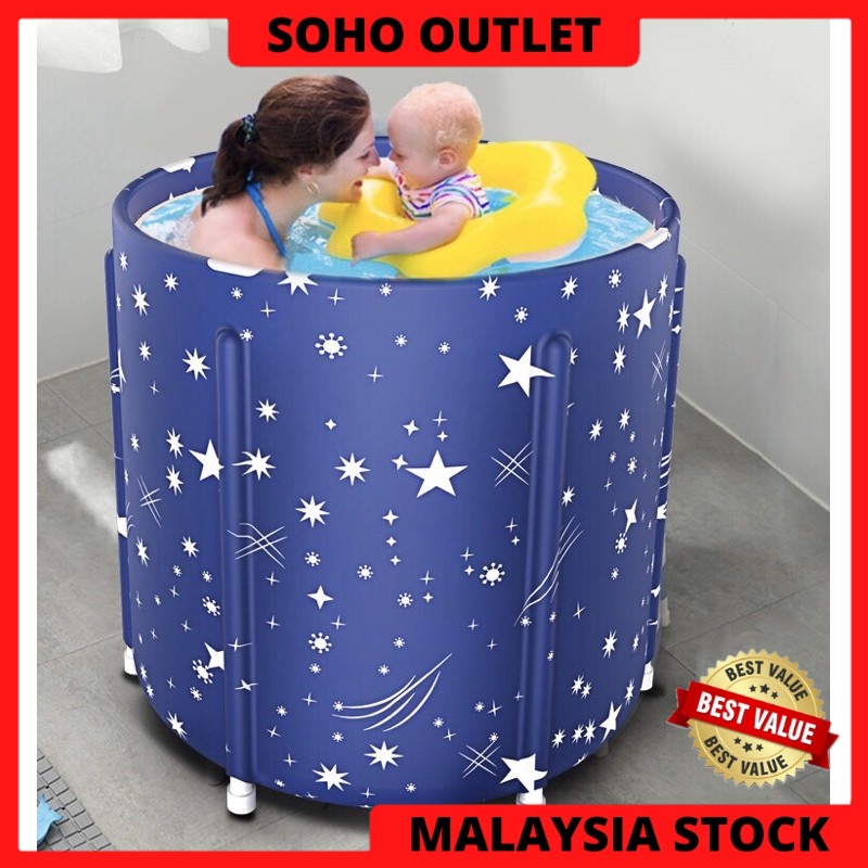 Tab Mandi Kolam Bersama Baby Folding Bathtub Barrel PVC Water Tub