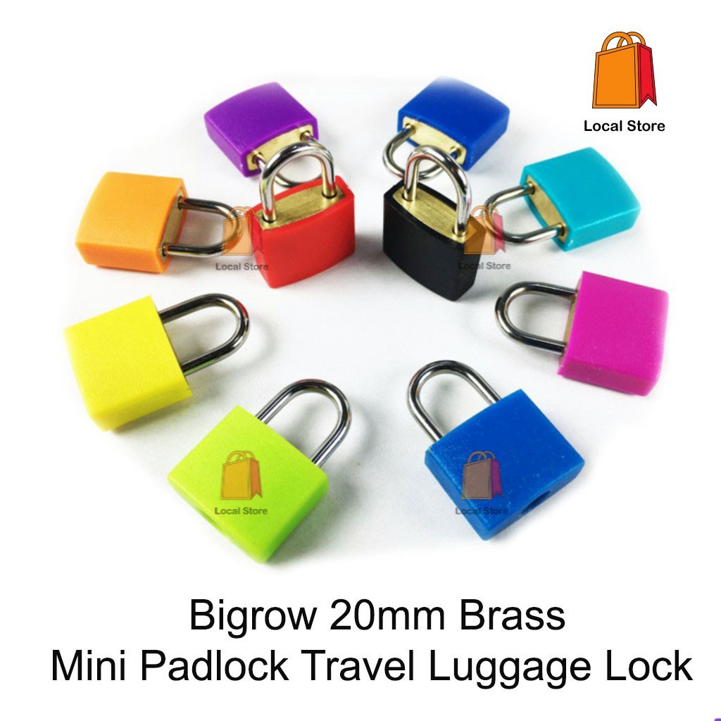 [ 1 UNIT ] Bigrow 20mm Brass 8 Color Small Mini Padlock Travel Luggage