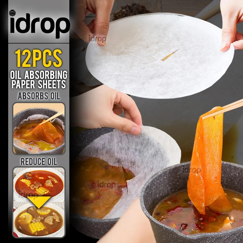 idrop 12PCS Food Oil Absorbing Thin Paper Soaking Sheet [ 20cm x 20cm