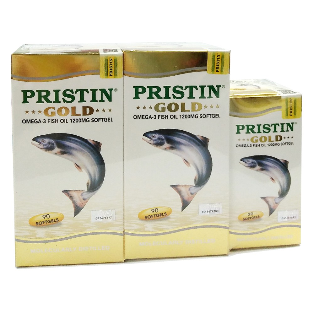 Pristin Gold Omega 3 Fish Oil (1200mg x 90's x 2) [Free 30's] Shopee