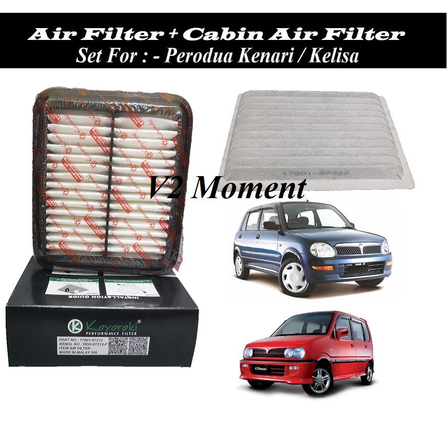 Perodua Viva, Kelisa, Kenari Air Filter + Cabin Air Filter Set Shopee