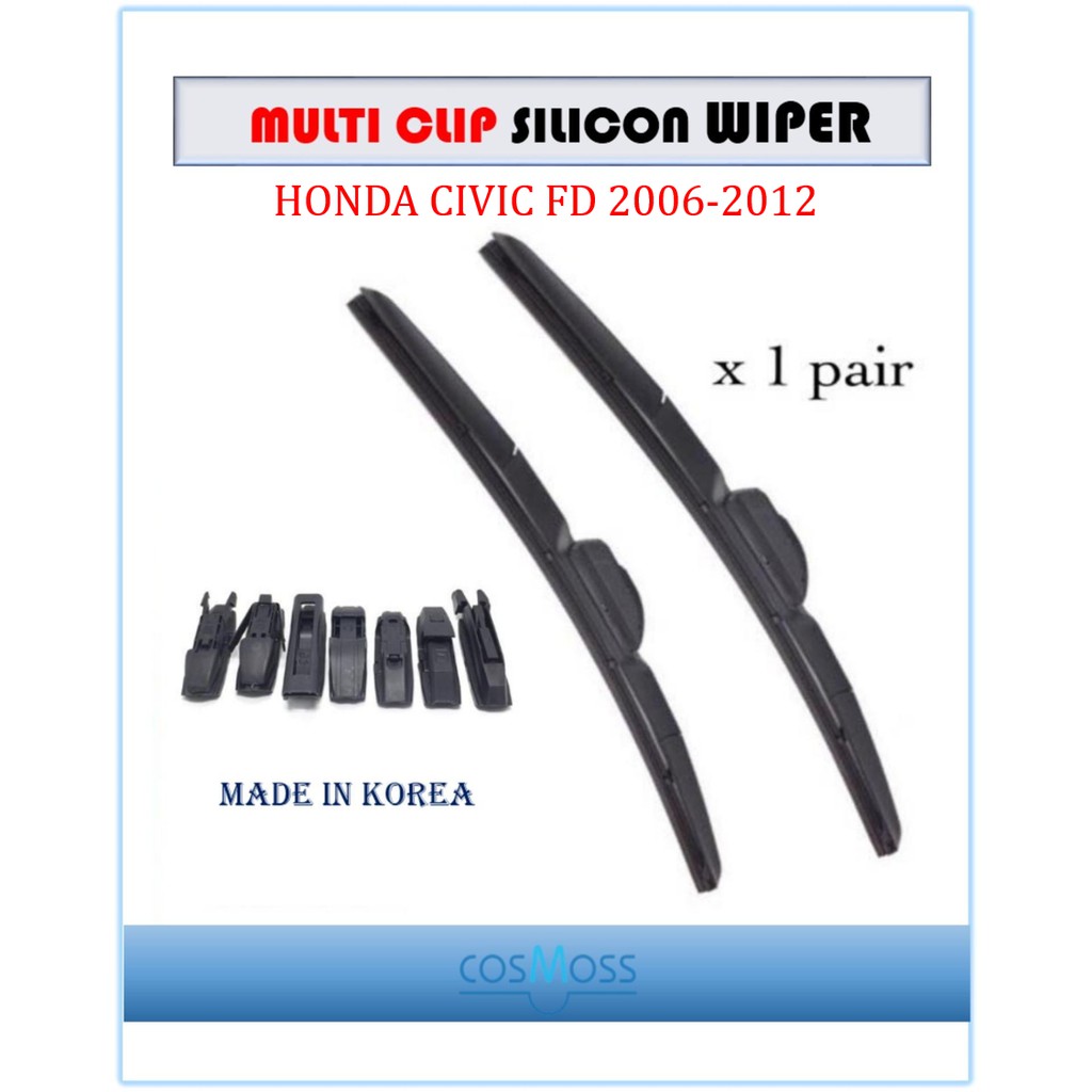 Honda Civic FD 2006 2012 MULTICLIP SILICON WIPER SIZE22''+28