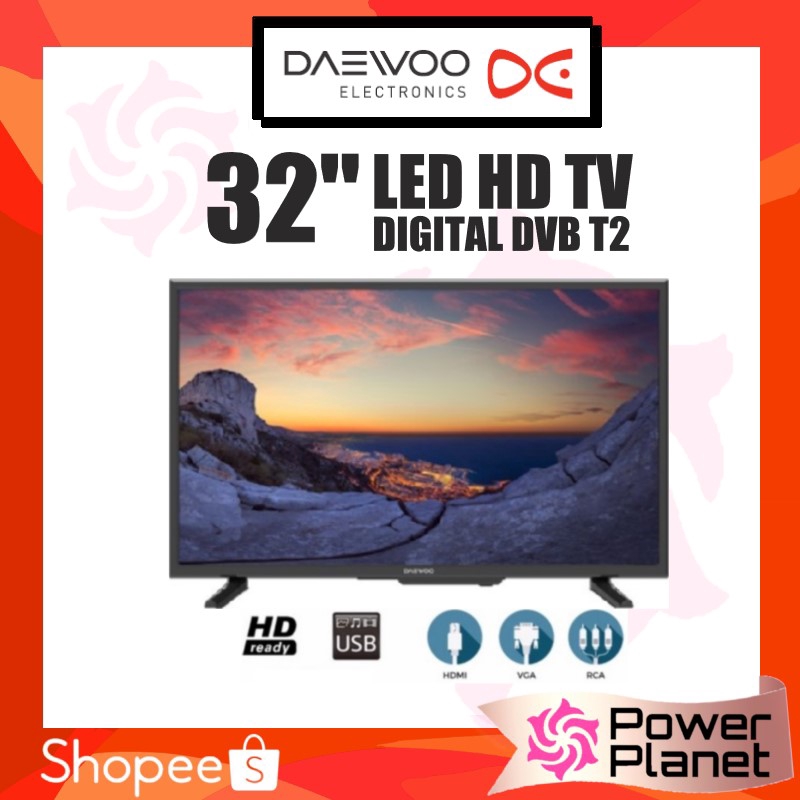 Daewoo 32" LED TV L32T670VGA DIGITAL DVB T2 LED TV with USB Movie