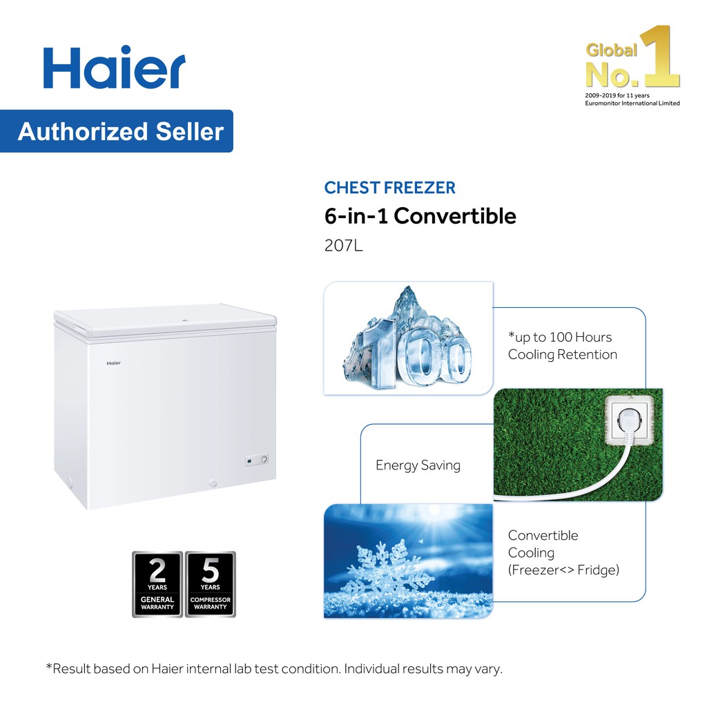 Haier (207L) Chest Freezer Convertible (Freezer Fridge) BD248HP