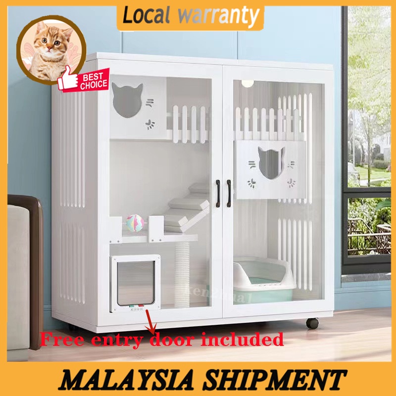 White Solid Wood Cat Wooden House Cat Cage Cat Villa Super Large Cat