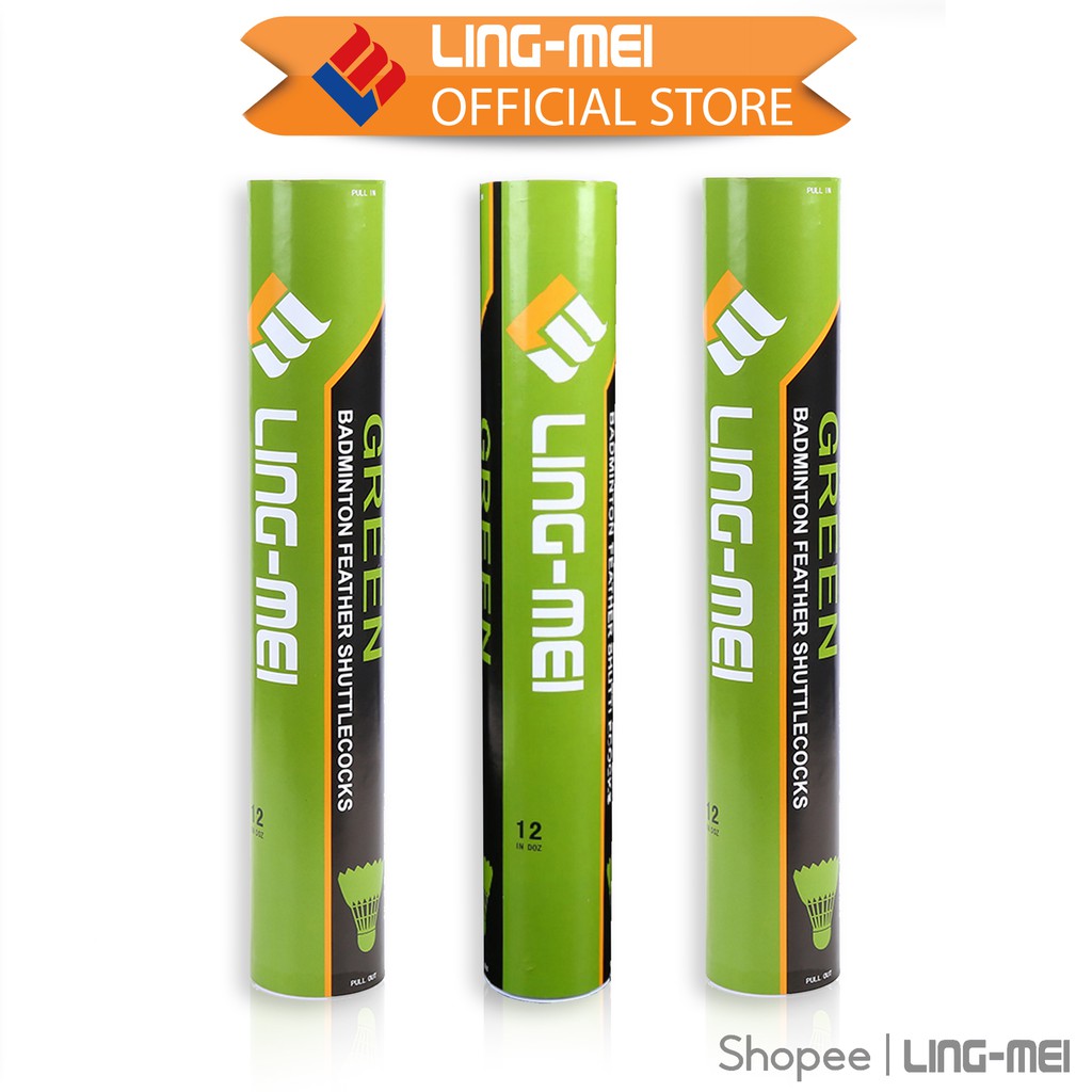 LingMei Shuttlecock Green Badminton Feather Shuttlecock (12 Pcs