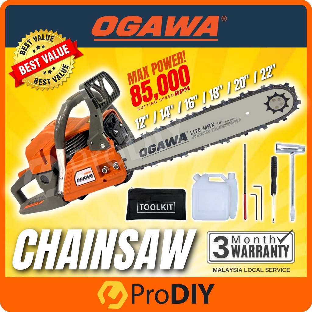OGAWA Chainsaw 12" 16" 18" 20" 22" Chain Saw Heay Duty High Performance