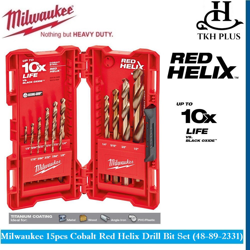 MILWAUKEE 15PCS COBALT RED HELIX DRILL BIT SET (48892331) Shopee