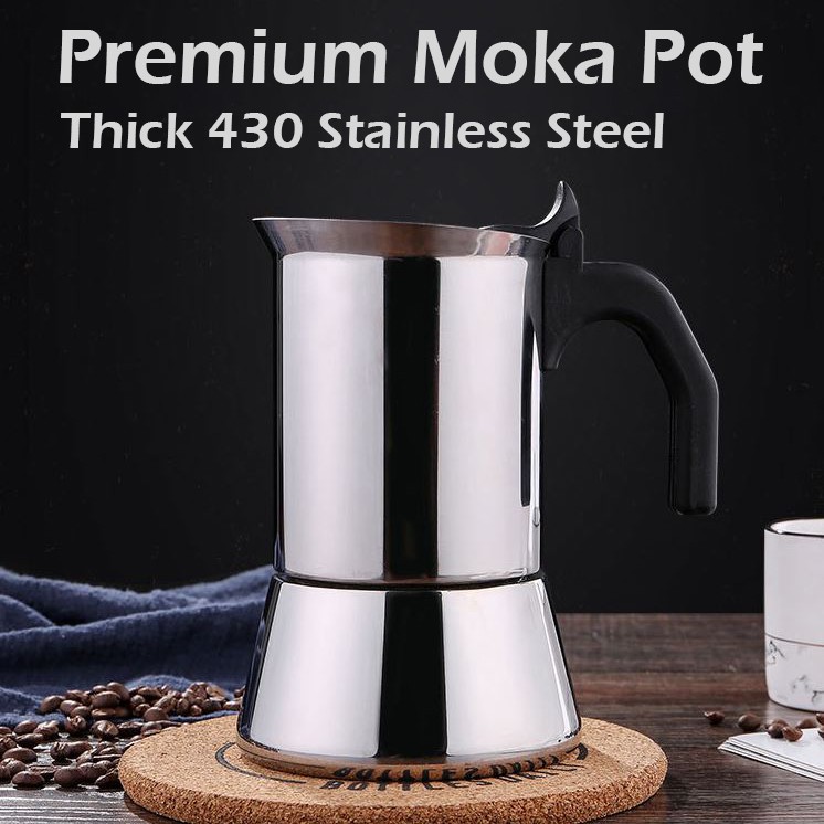 Premium Moka Pot Stainless steel. Stovetop Espresso Maker, Moka Pot, Italian moka Coffee Maker