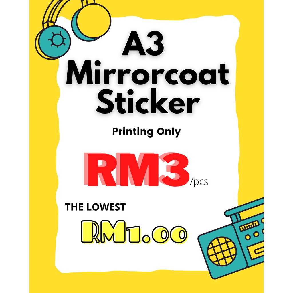 A3 Mirrorcoat Sticker (Printing only) Wholesale price Shopee Malaysia