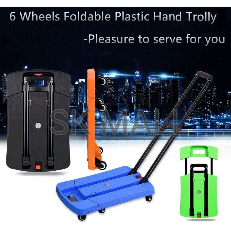 Portable Foldable Trolley Hand Truck Luggage Cart Small Slim Swivelled