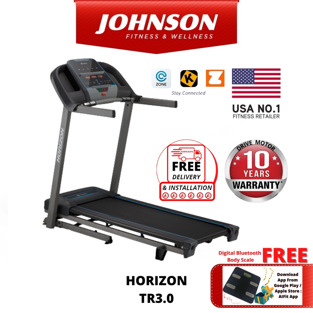 Johnson Fitness Horizon TR3.0 Treadmill [10 Years Warranty On Drive