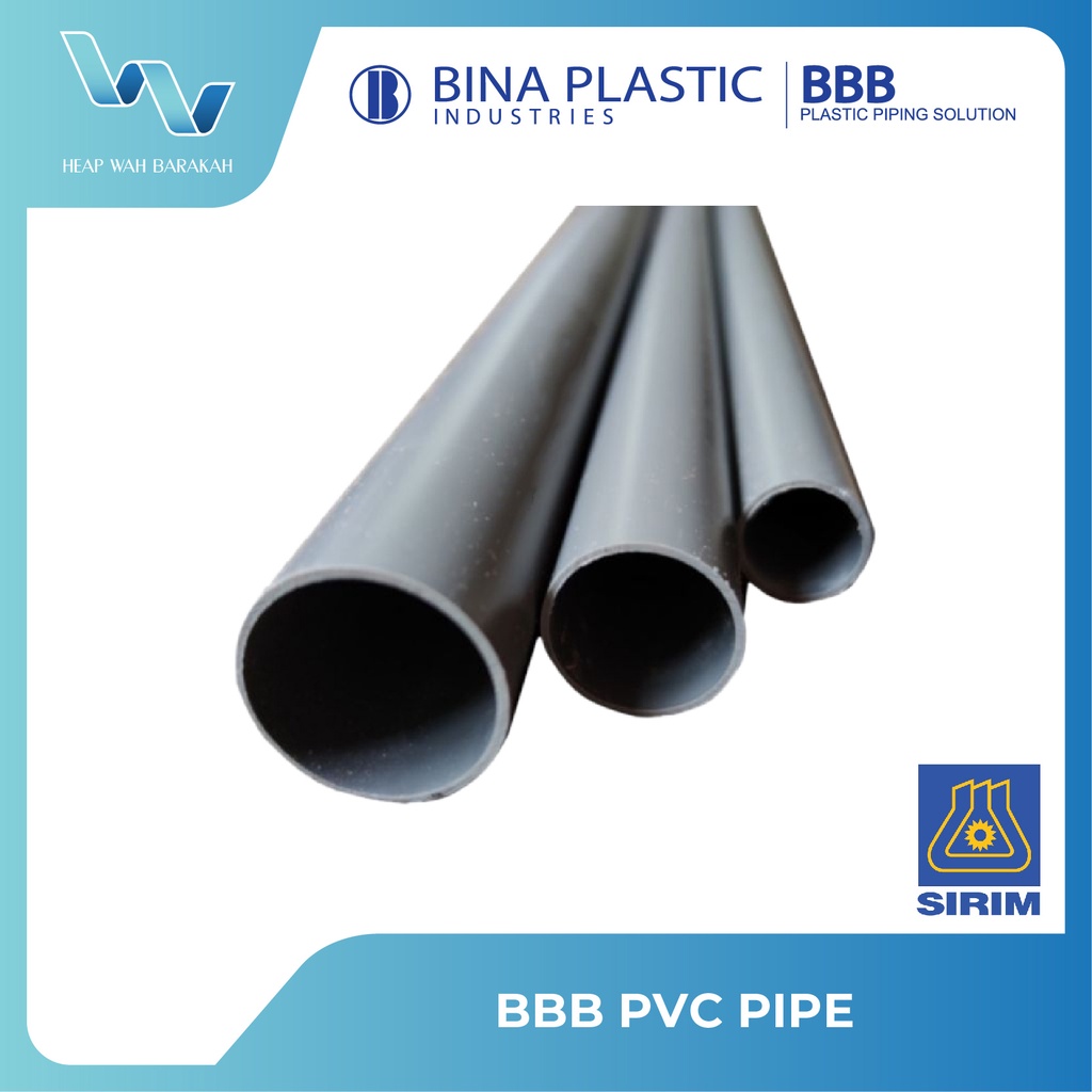BBB PVC PIPE 15MM 50MM CLASS D & CLASS E *1 METER* (SIRIM CERTIFIED