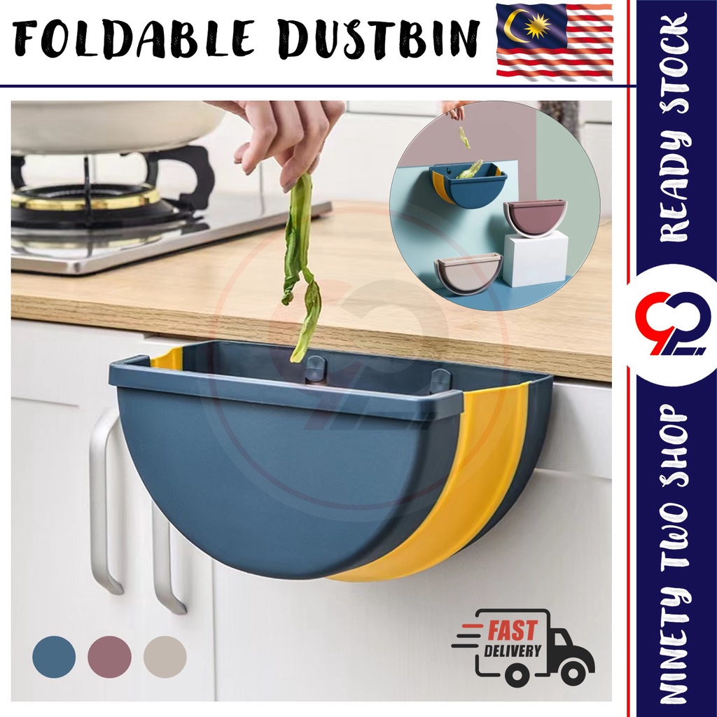Wallmounted Foldable Dustbin Folding Waste Bin Kitchen Door