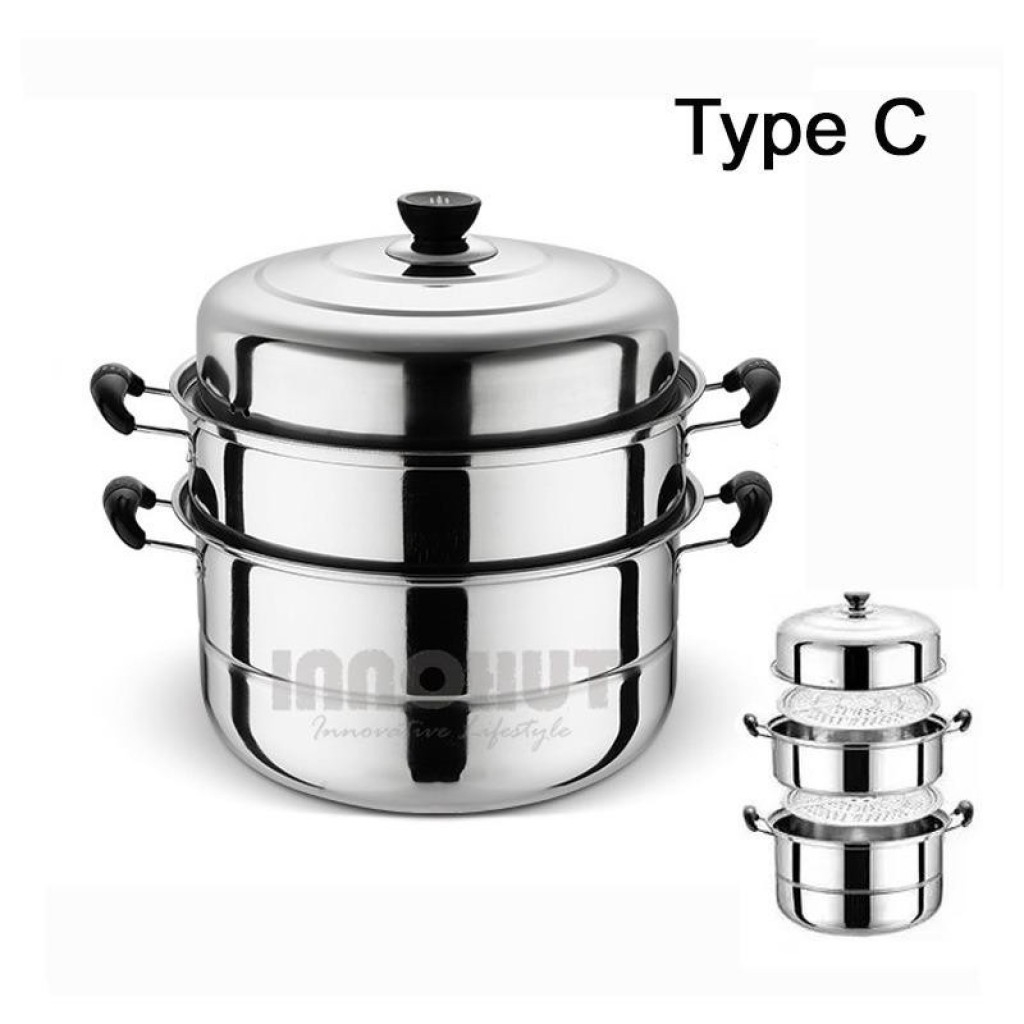 3 Tier Stainless Steel Steamer Steamboat Hotpot Cooker Tier Stainless