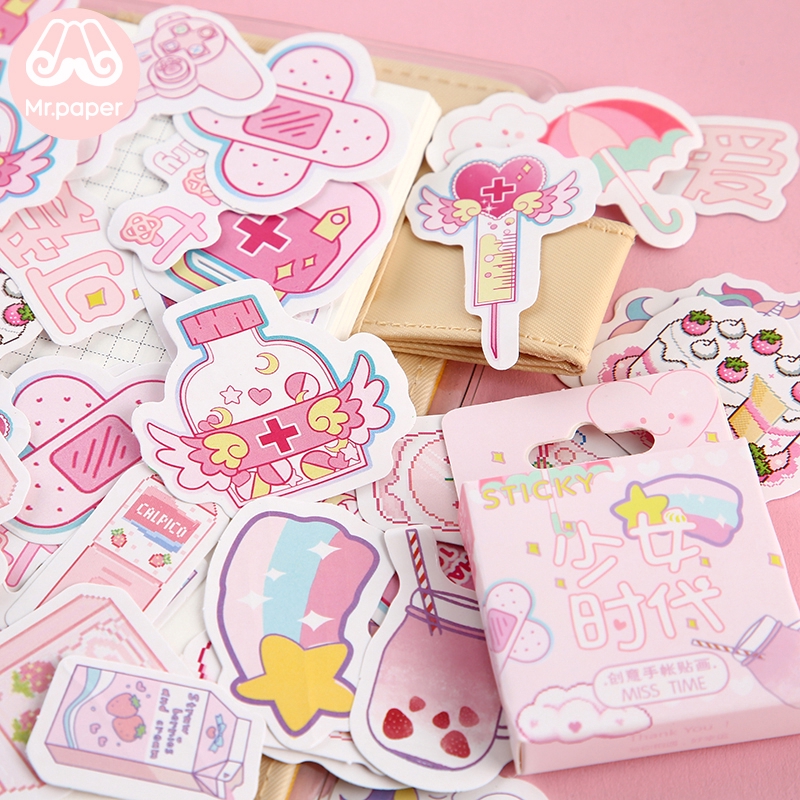 Mr.paper 46Pcs/box Cute Diary Stickers Scrapbooking Girl Generation
