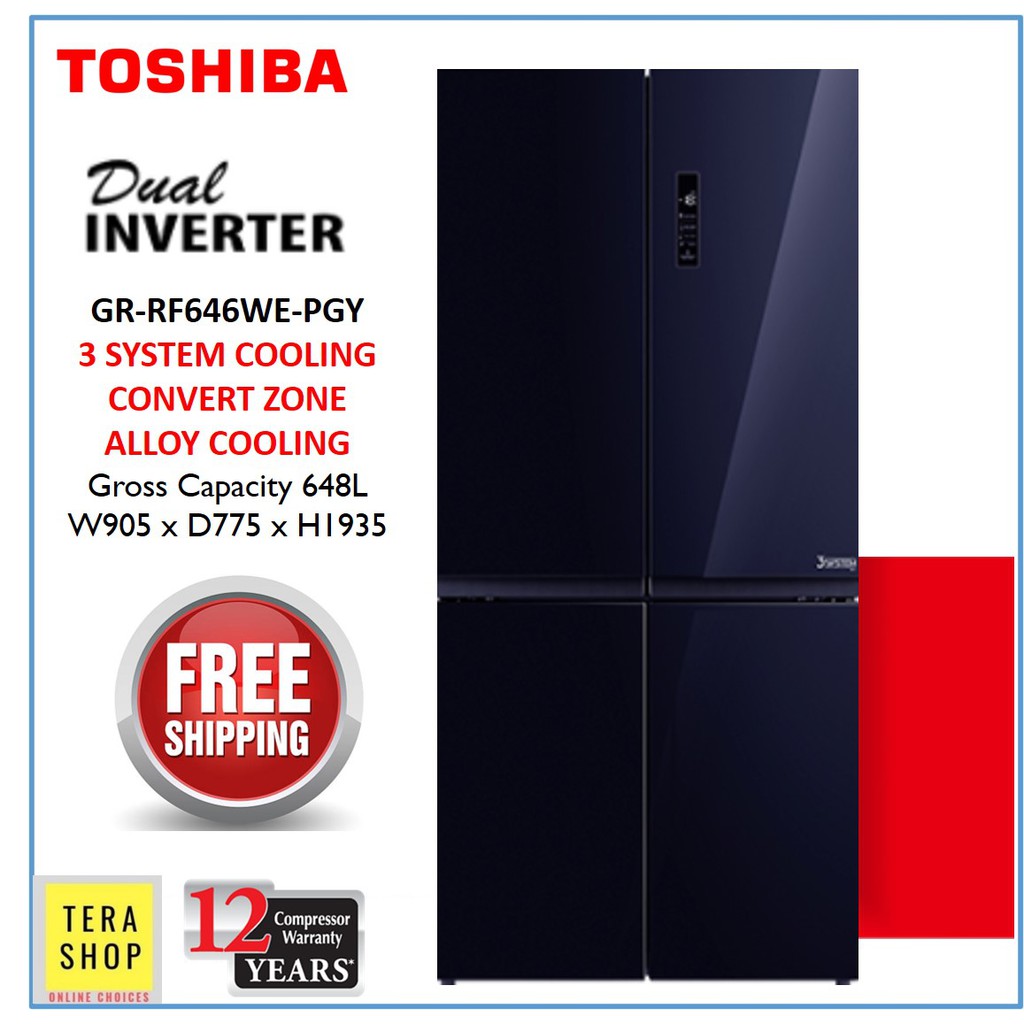 FREE SHIPPING】Toshiba GRRF646WEPGY Multi Door Fridge Inverter GR