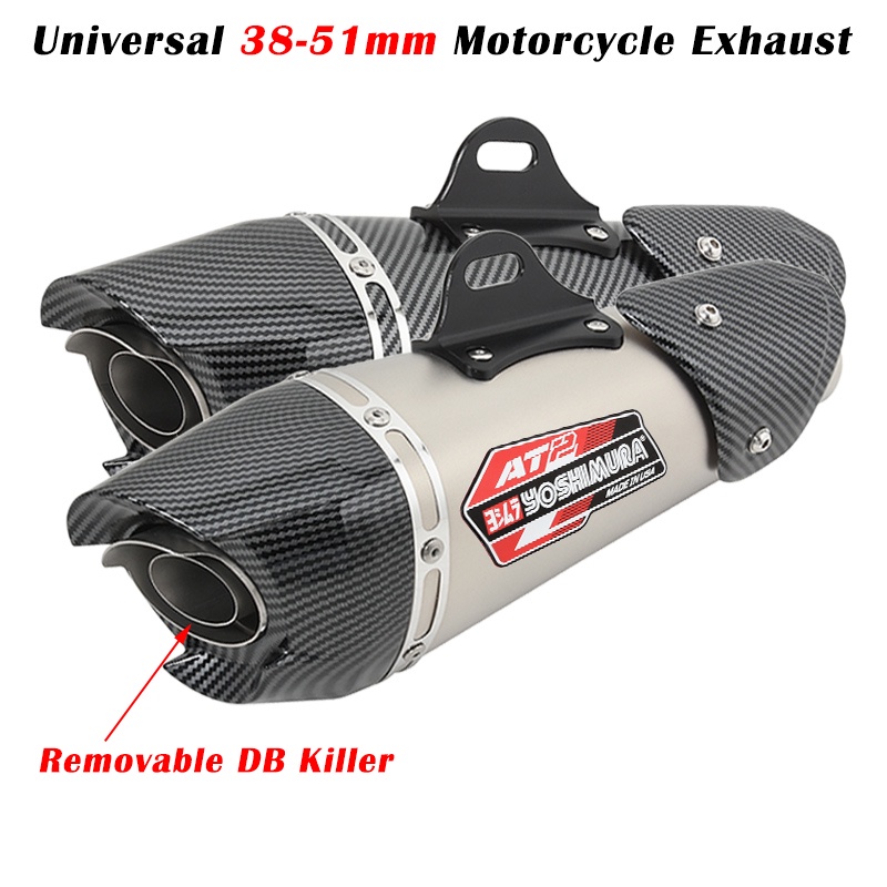 Universal 38 51mm Yoshimura AT2 Motorcycle Exhaust Pipe With DB