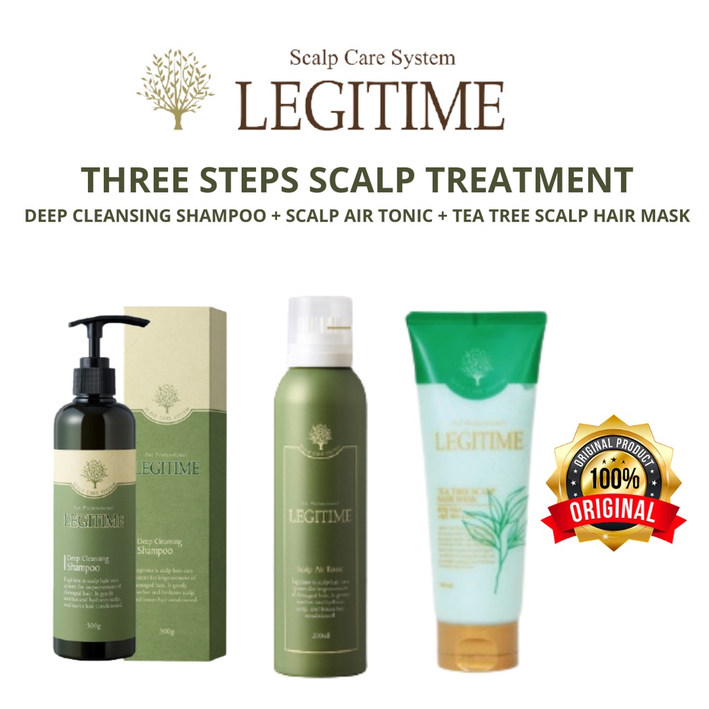 LEGITIME KOREA Three Steps Scalp Treatments Deep Cleansing Shampoo + Scalp Air Tonic + Tea