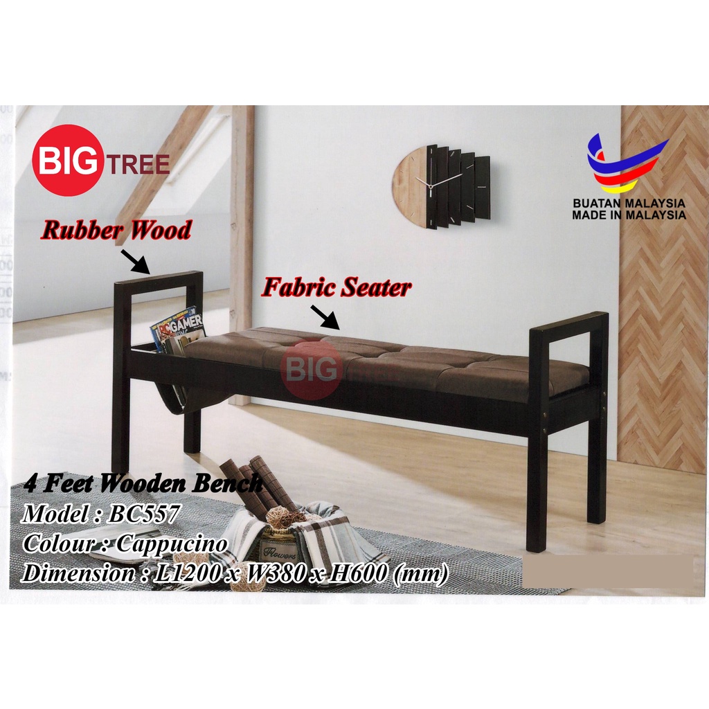 Big Tree Fabric Seater Wooden Bench Chair / 4ft Bench Chair / Kerusi
