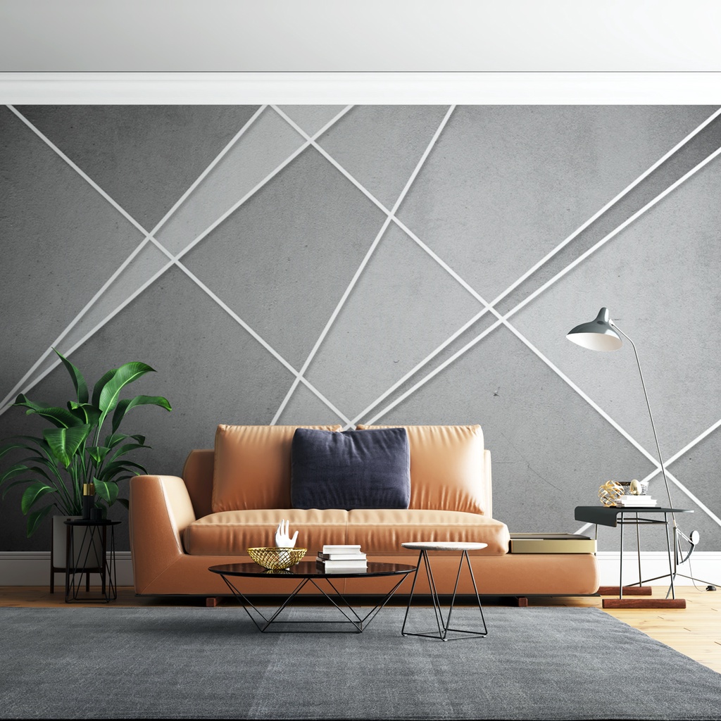 Custom Grey Geometric Dark Black Silver Modern Simple DIY Photo Wall