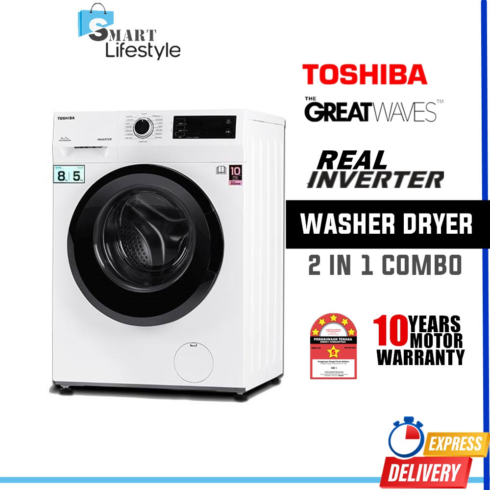 【EXPRESS SHIPPING】Toshiba 2 In 1 Inverter Washer Dryer TWDBK90S2M