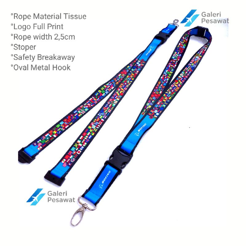 Lanyard / Lanyard ID Card Premium BOEING WORLD NATIONAL FLAGS Shopee
