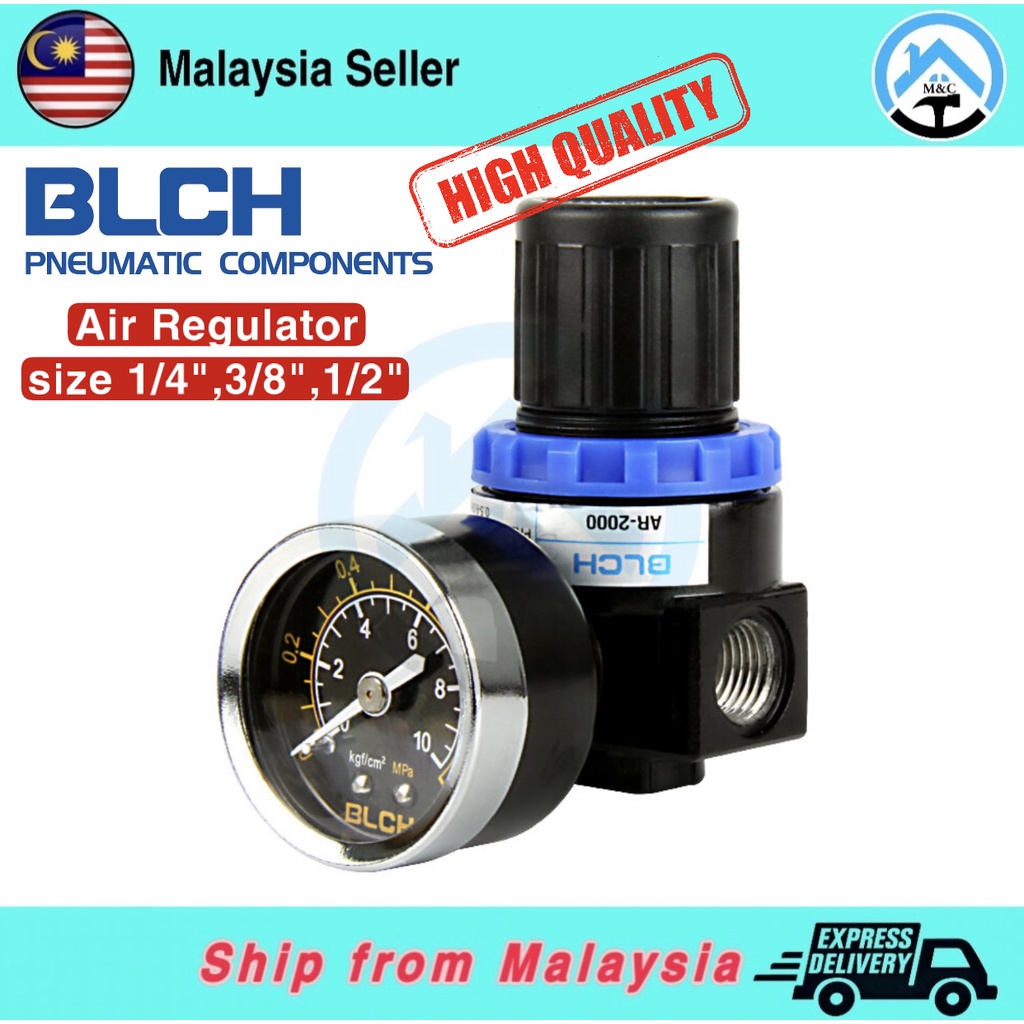 [BLCH] Air Regulator 1/4",3/8",1/2" BSP, AR2000 Pneumatic Air Pressure