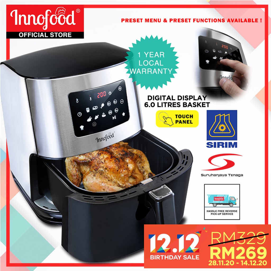 (OFFICIAL STORE) *NEW LAUNCHING* Innofood KTAF06XL Digital Touch Panel (6.0L) Large Jumbo Air