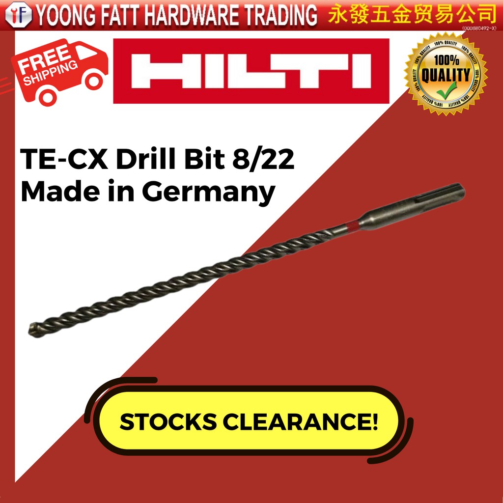 STOCK CLEARANCE HILTI hammer drill bit TECX 8/22 Hammer drilling