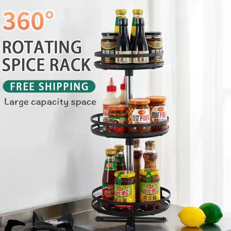 Freight subsidyRak Dapur Rotating Spice Rack Seasoning Storage Rak
