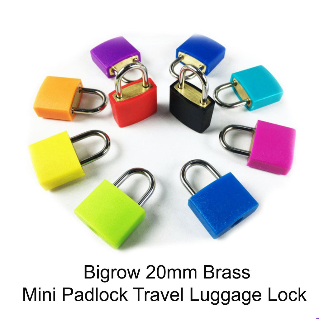 [ 1 UNIT ] Bigrow 20mm Brass 8 Color Small Mini Padlock Travel Luggage
