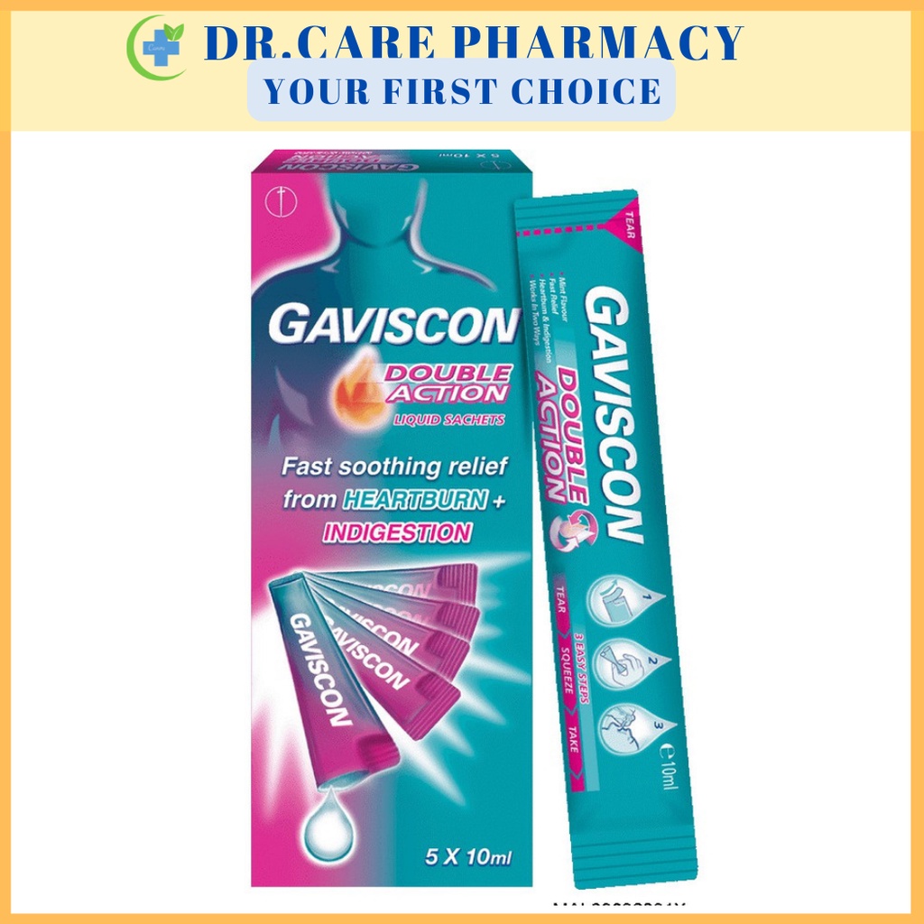 Gaviscon Liquid Sachet Double Action 10ml Sachet (EXP0124) Shopee