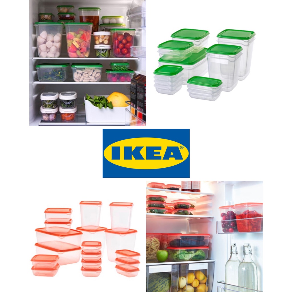 [READY STOCK] IKEA PRUTA FOOD CONTAINERS 17PCS, TRANSPARENT SET BEKAS
