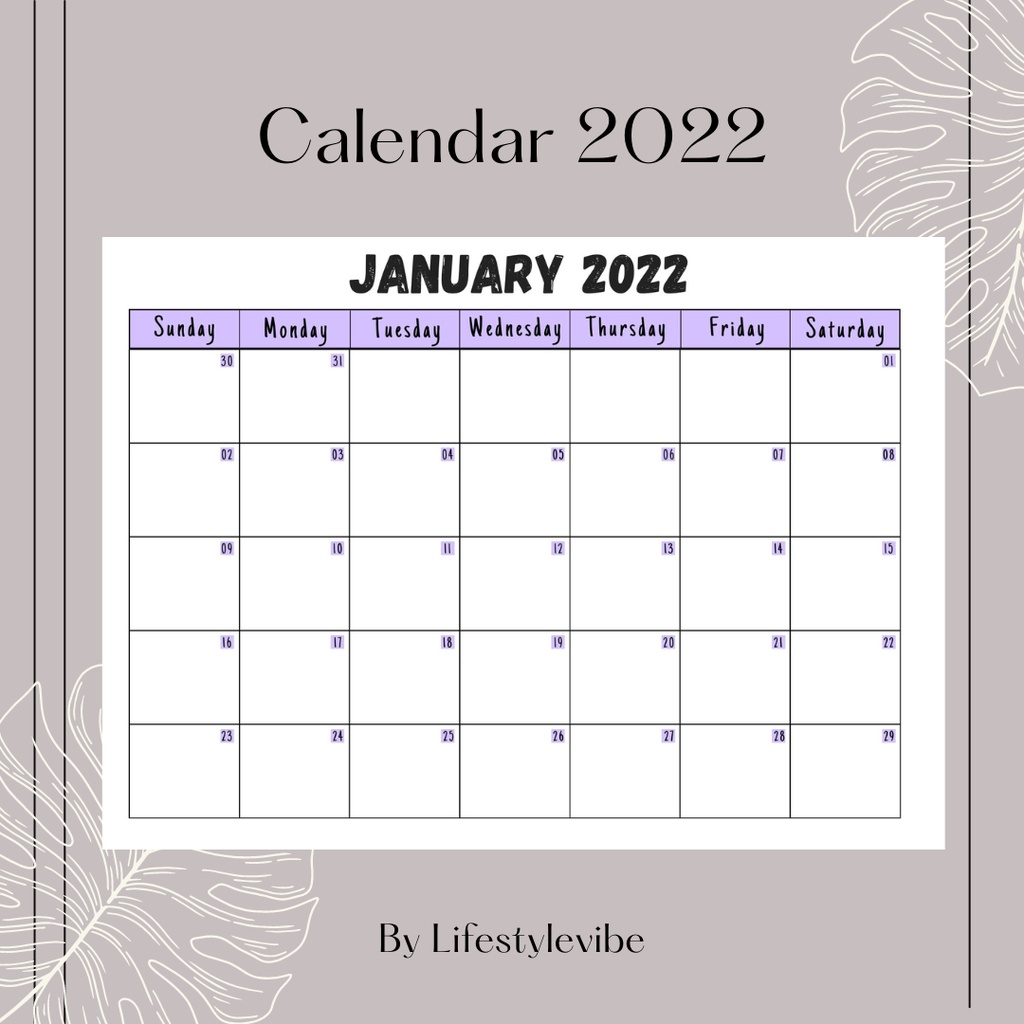 Pdf] Printable Planner Calendar 2022 January To December | Shopee Malaysia