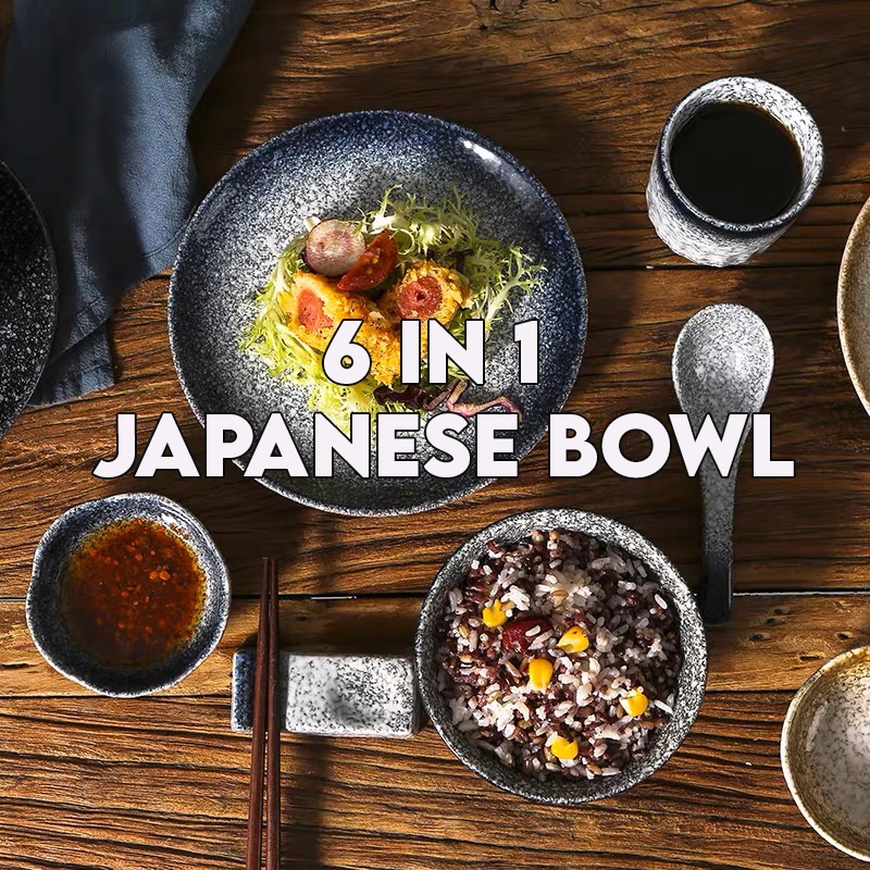 SamSpace 6 in 1 Japanese Style Rice Bowl Porcelain Bowl Ceramic Bowl Mangkuk Keramik