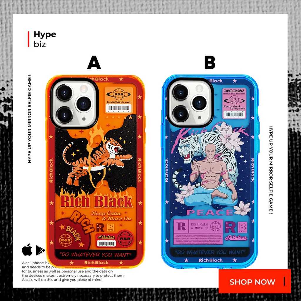 "TIGER" RICH BLACK IMD Soft Case Ip 13 MINI TO 13 PRO MAX