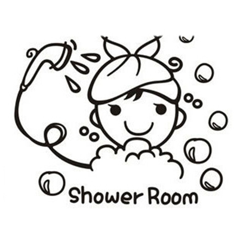 Funny Wall Stickers Bathroom Glass Door Stickers Cute Children Girl