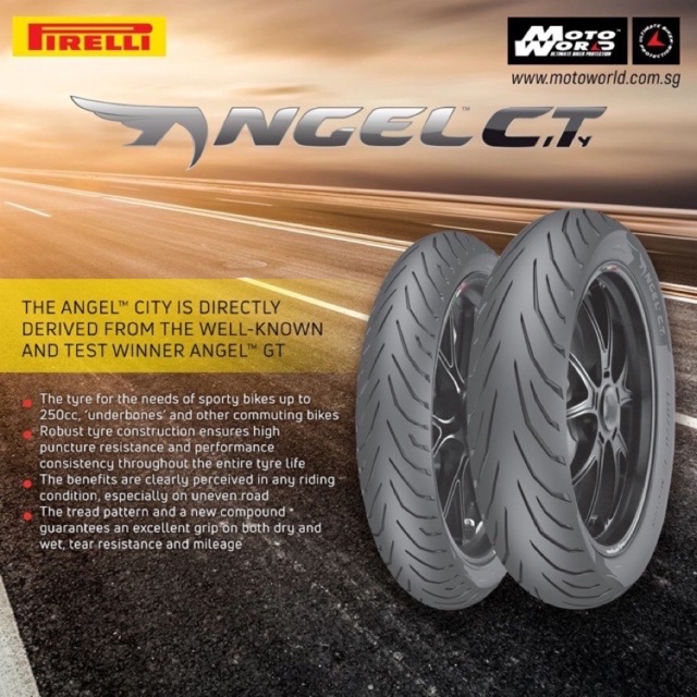 PIRELLI Angel CiTy CT Tubeless Tyre Tire Tayar Motorcycle 70/90 80/90