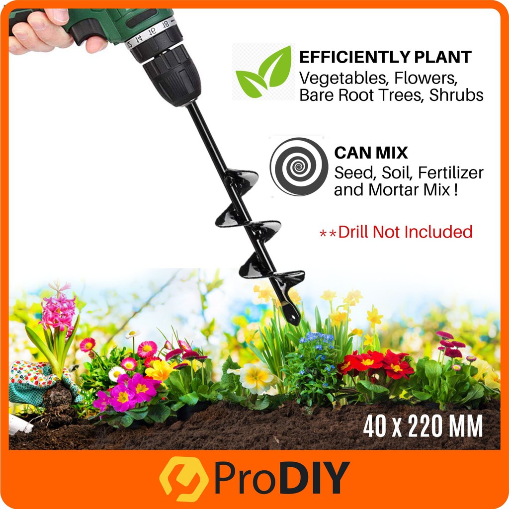 40mm X 220mm / 50mm X 220mm / 80mm X 300mm Garden Auger Small Earth