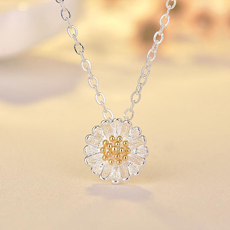 Kalung Cincin Gelang Daisy Flower Silver Necklace Ring Bracelet Women
