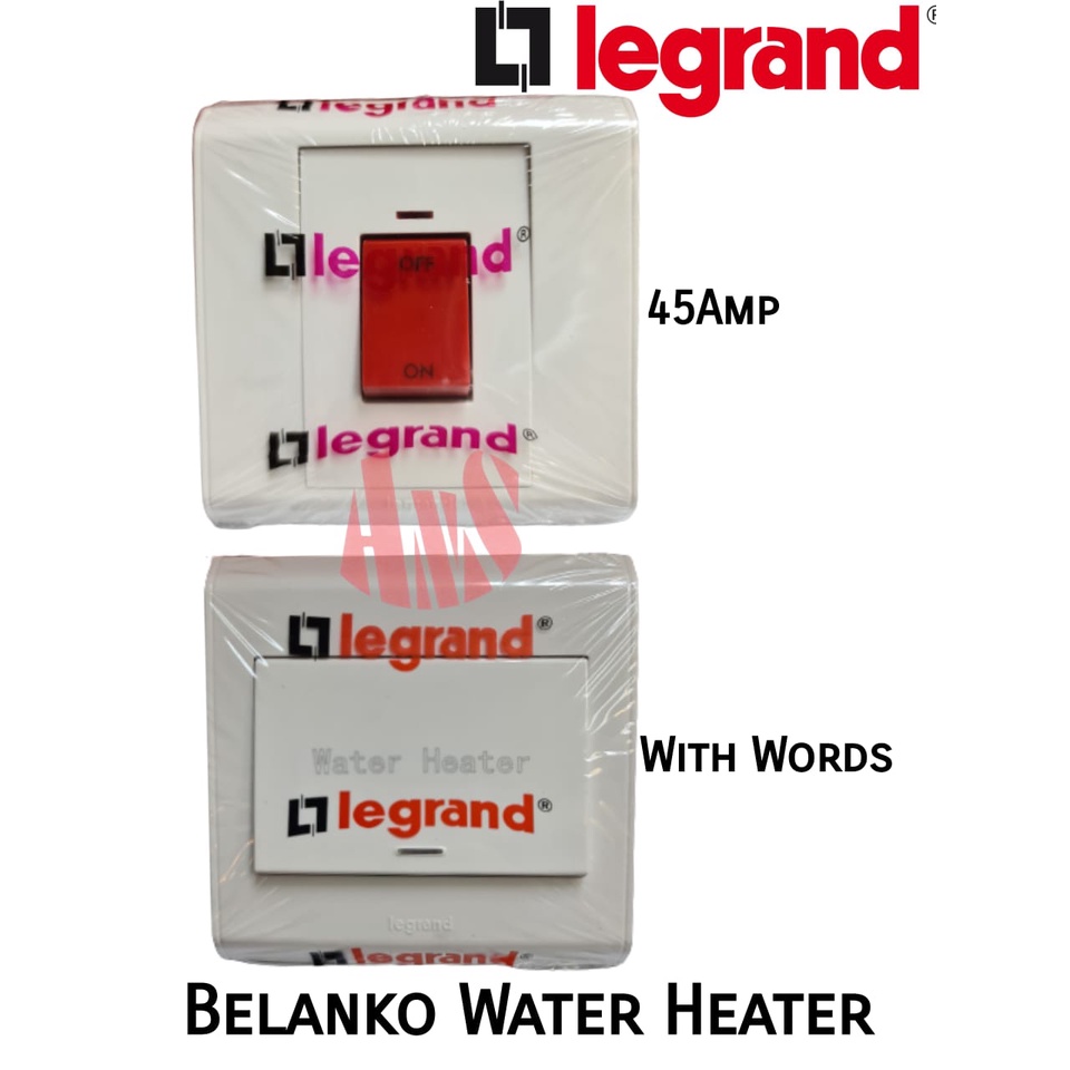 Legrand Belanko 20Amp 45Amp Double Pole Water Heater Switches Red Neon