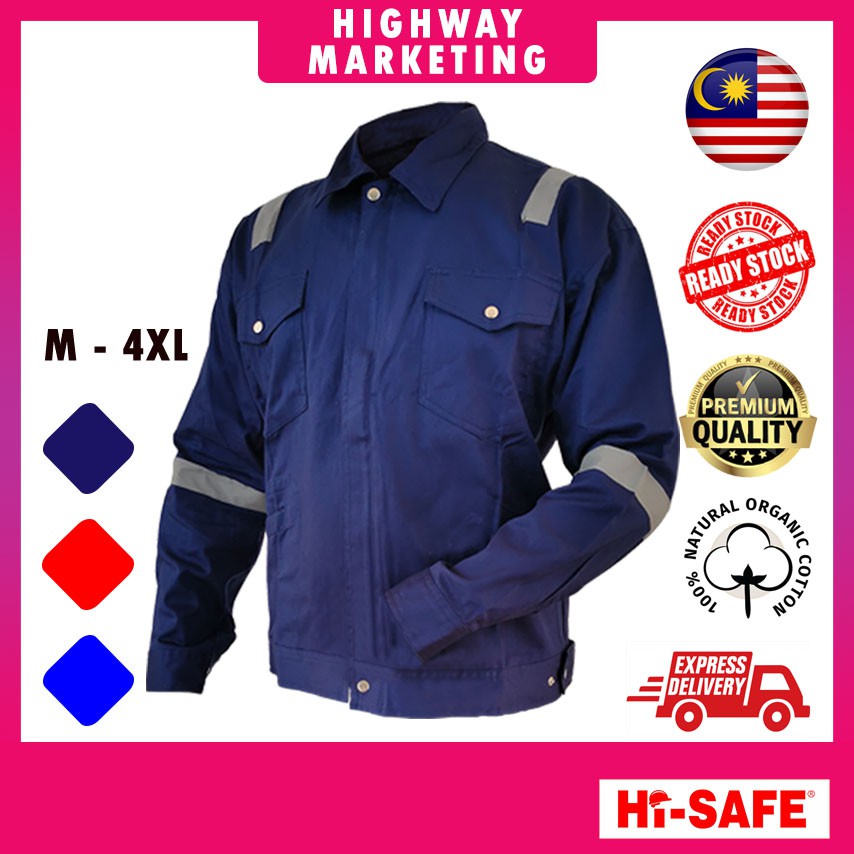 Safety Reflective Workwear Jacket Dark Blue M 4XL Shopee Malaysia