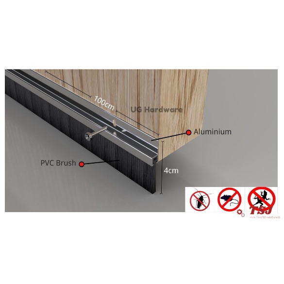 HAFELE High Quality Brush Door Bottom Seal & Screws Penutup Bawah Pintu 1Meter Shopee Malaysia