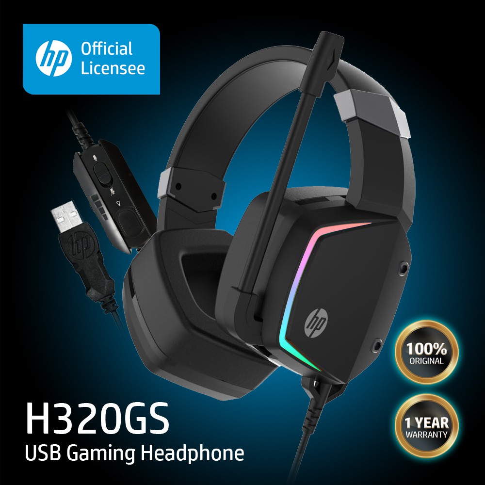 HP H320/H320GS Over Ear Headphone with Mic Jack/USB (3.5mm) Shopee Malaysia