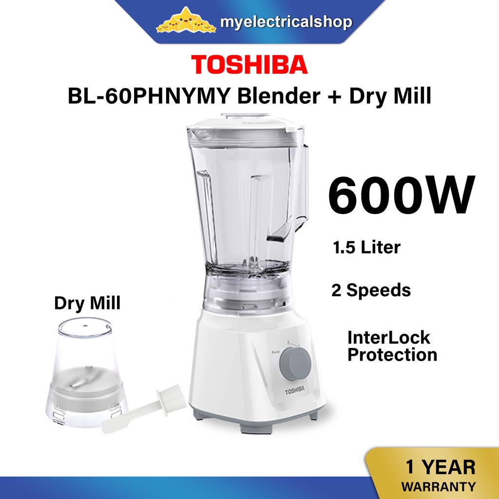 Toshiba BL60PHNMY Blender With Dry Mill ( 1.5L ) Shopee Malaysia