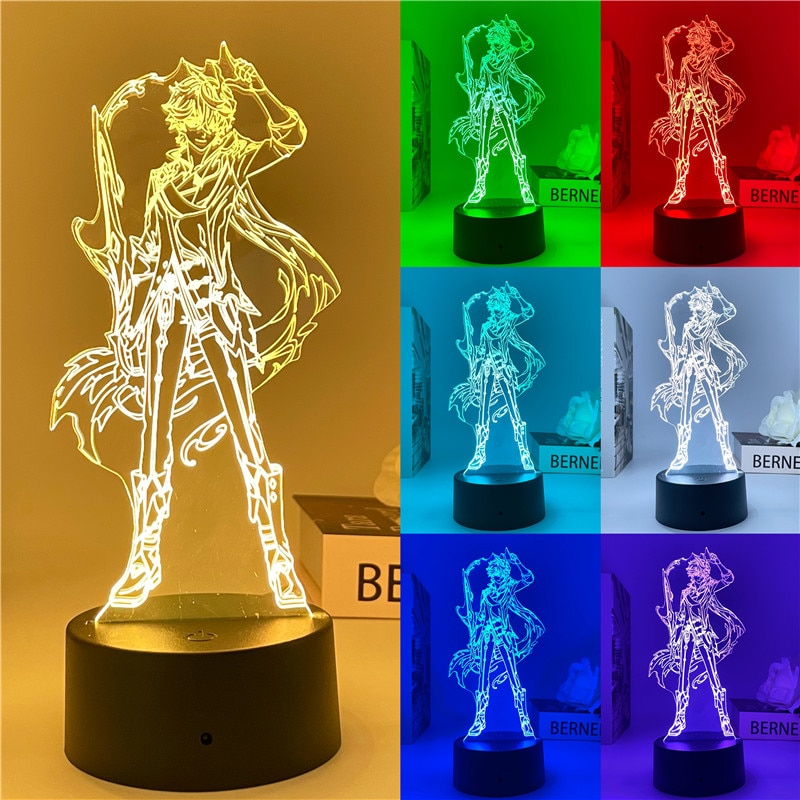 Genshin Impact LED Night Light Childe Diluc Hutao Paimon Amber LED
